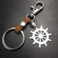Rudder titanium steel car key pendant cowhide key chain car hanging logo