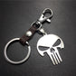 Superhero Skull Punisher Stainless Steel Leather Keychain Men's Waist Bag Pendant Jewelry Accessories