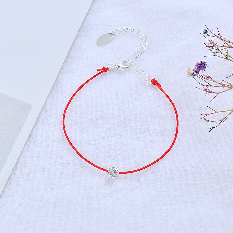 Simple and stylish zodiac year red string zircon bracelet all-match