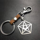 Five-pointed star pentagon stainless steel leather key chain waist bag bag pendant clothing accessories