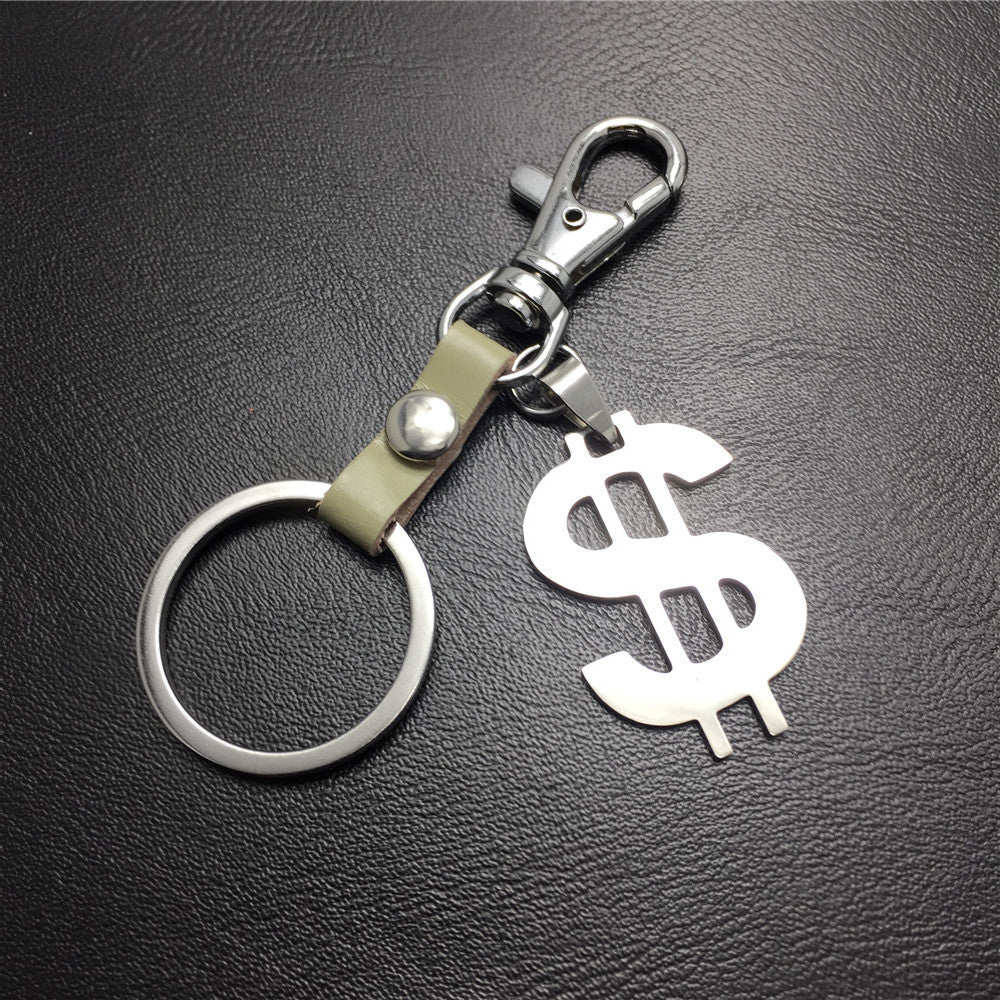 US dollars, US knives, titanium steel pendant, stainless steel hanging price, cowhide key chain, Valentine's Day gift bag pendant