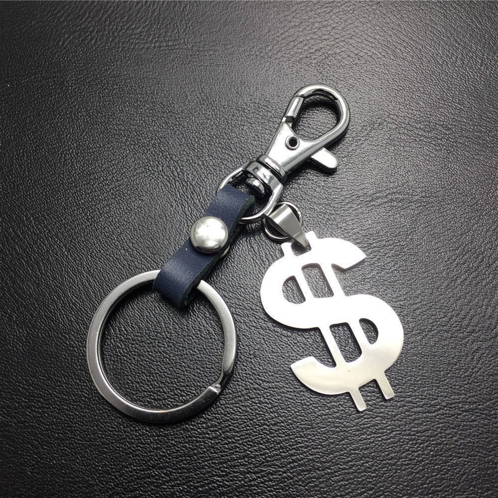 US dollars, US knives, titanium steel pendant, stainless steel hanging price, cowhide key chain, Valentine's Day gift bag pendant