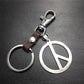 Quan Zhilong GD anti-war logo stainless steel key chain pendant cowhide connection piece Valentine's Day gift world peace