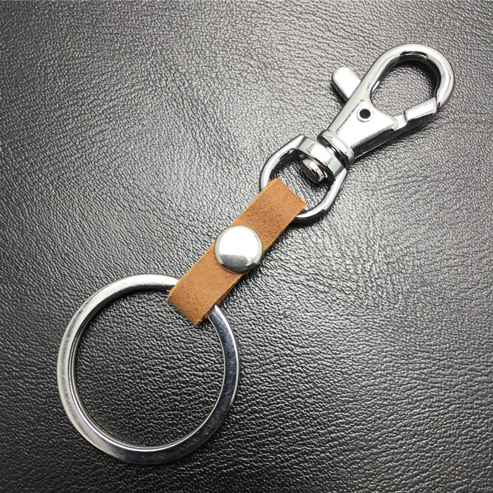 Top layer real cowhide waist pendant dog buckle key ring leather key chain jewelry accessories multi-color