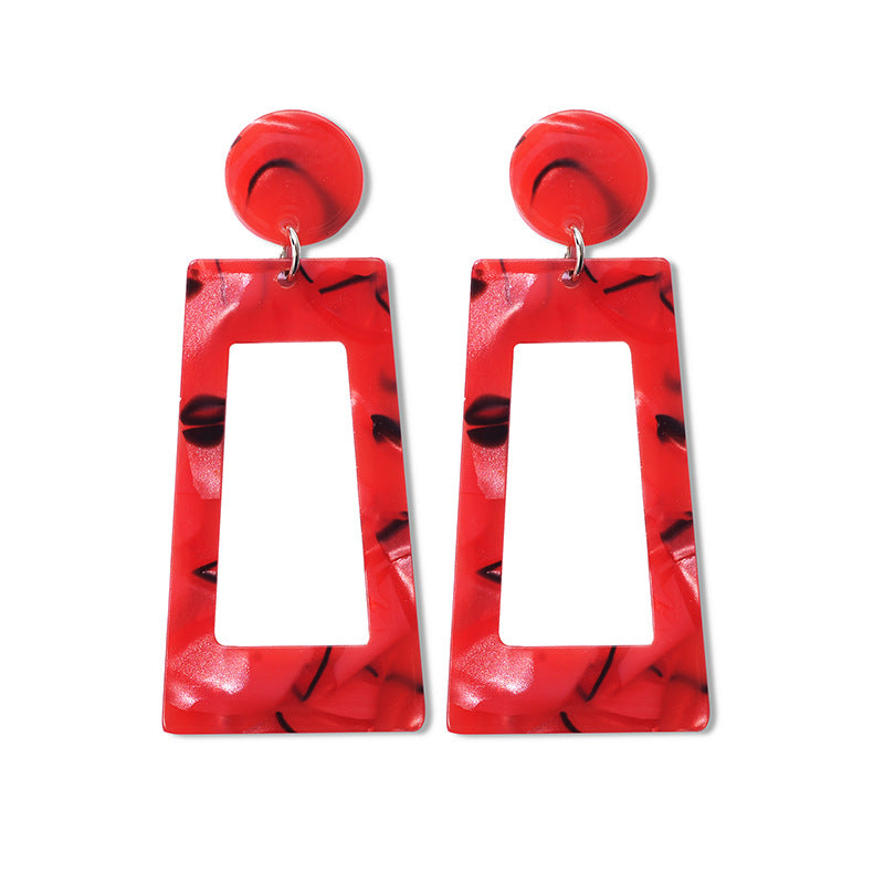 Acetate plate earrings fashion exaggerated earrings geometric strip square colorful earrings