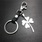 Four Leaf Lucky Flower Titanium Steel Pendant Leather Keychain Pendant Accessories