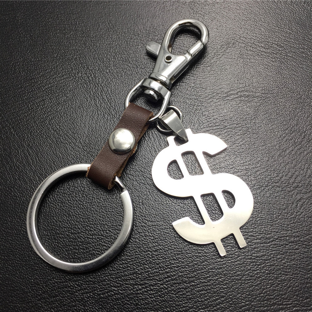 US dollars, US knives, titanium steel pendant, stainless steel hanging price, cowhide key chain, Valentine's Day gift bag pendant