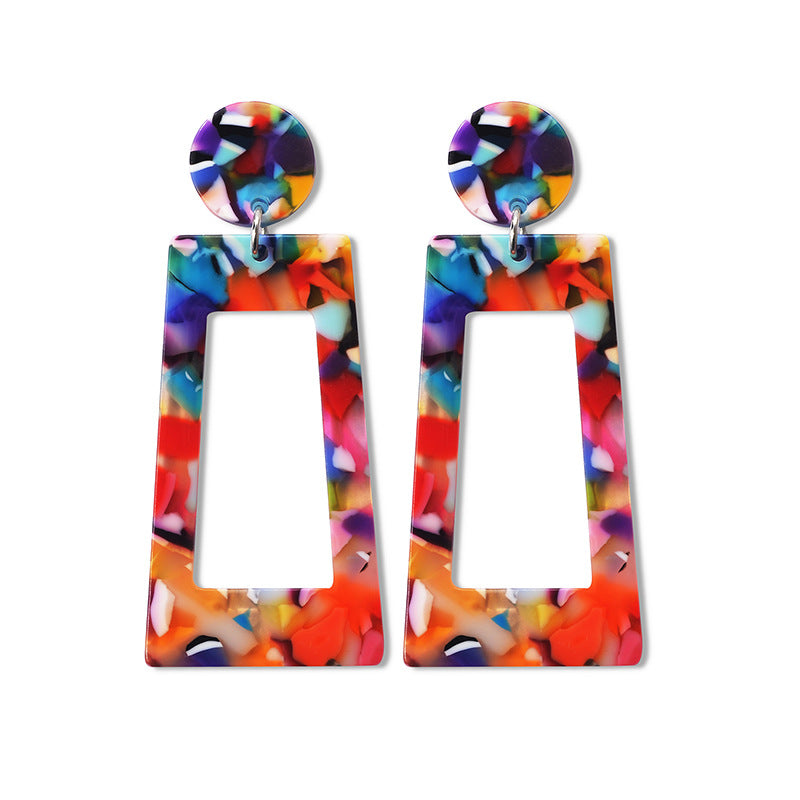 Acetate plate earrings fashion exaggerated earrings geometric strip square colorful earrings
