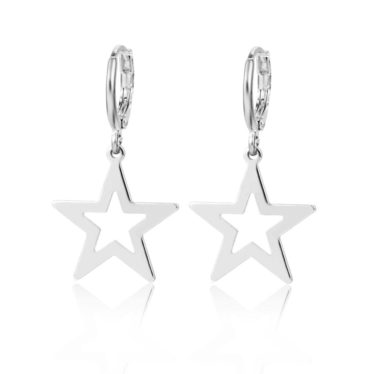 Jewelry Simple and Versatile Alloy Shell Earrings Feminine Hollow Star Diamond Moon Earrings