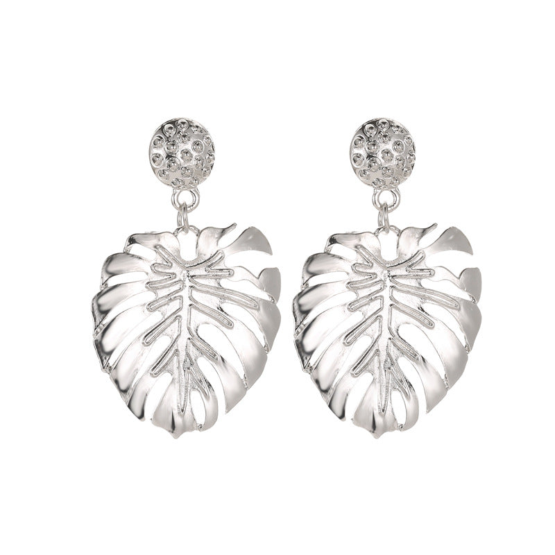 Fashion hollow leaf stud earrings national classic style
