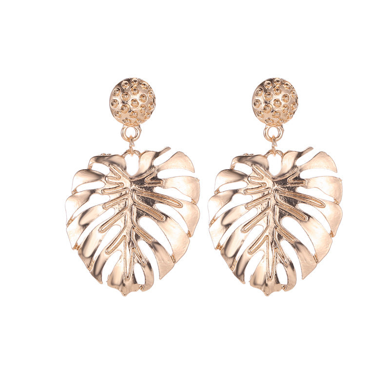 Fashion hollow leaf stud earrings national classic style