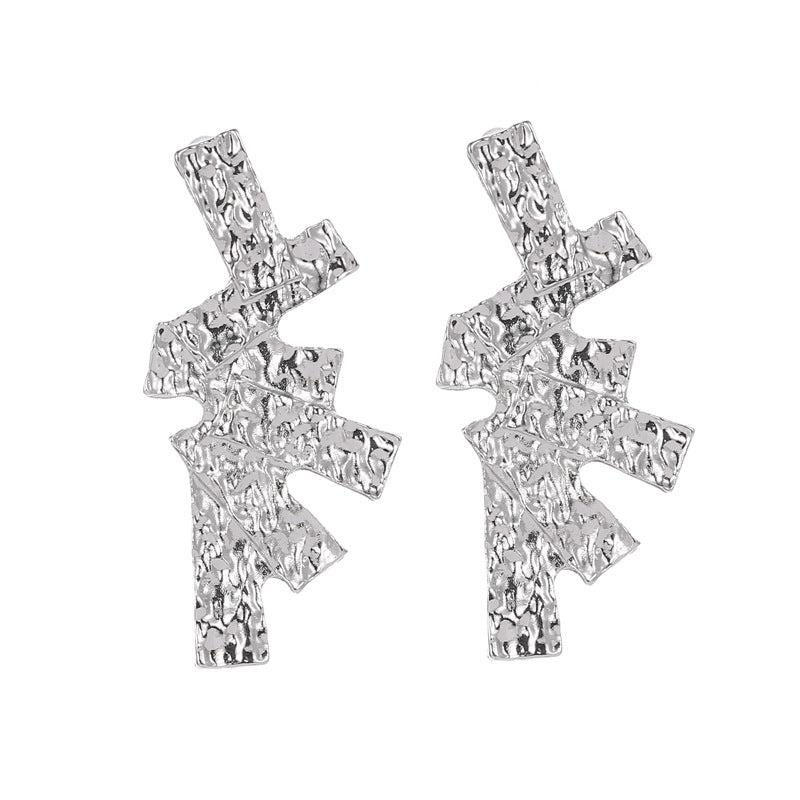Earrings Frosted Irregular Geometric Stud Earrings Trendy Street Shooting Rectangular Stitching Ear Jewelry