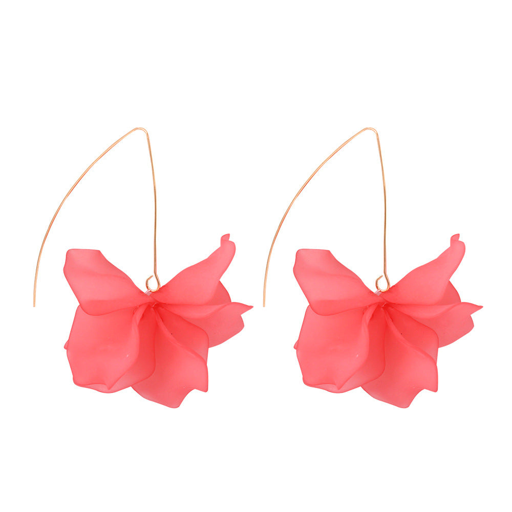 2E5618 Magnesium ZA Fashion Long Flower Earrings Exaggerated Temperament Versatile Resin Earrings