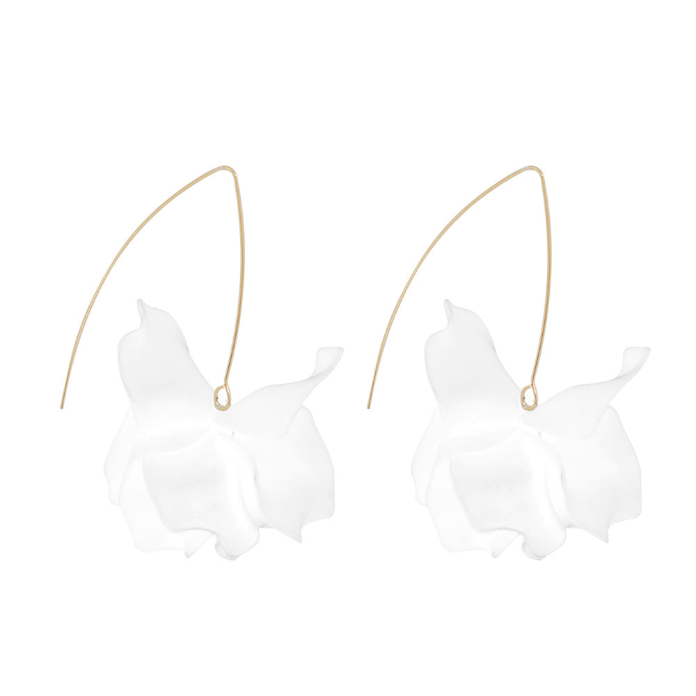 2E5618 Magnesium ZA Fashion Long Flower Earrings Exaggerated Temperament Versatile Resin Earrings