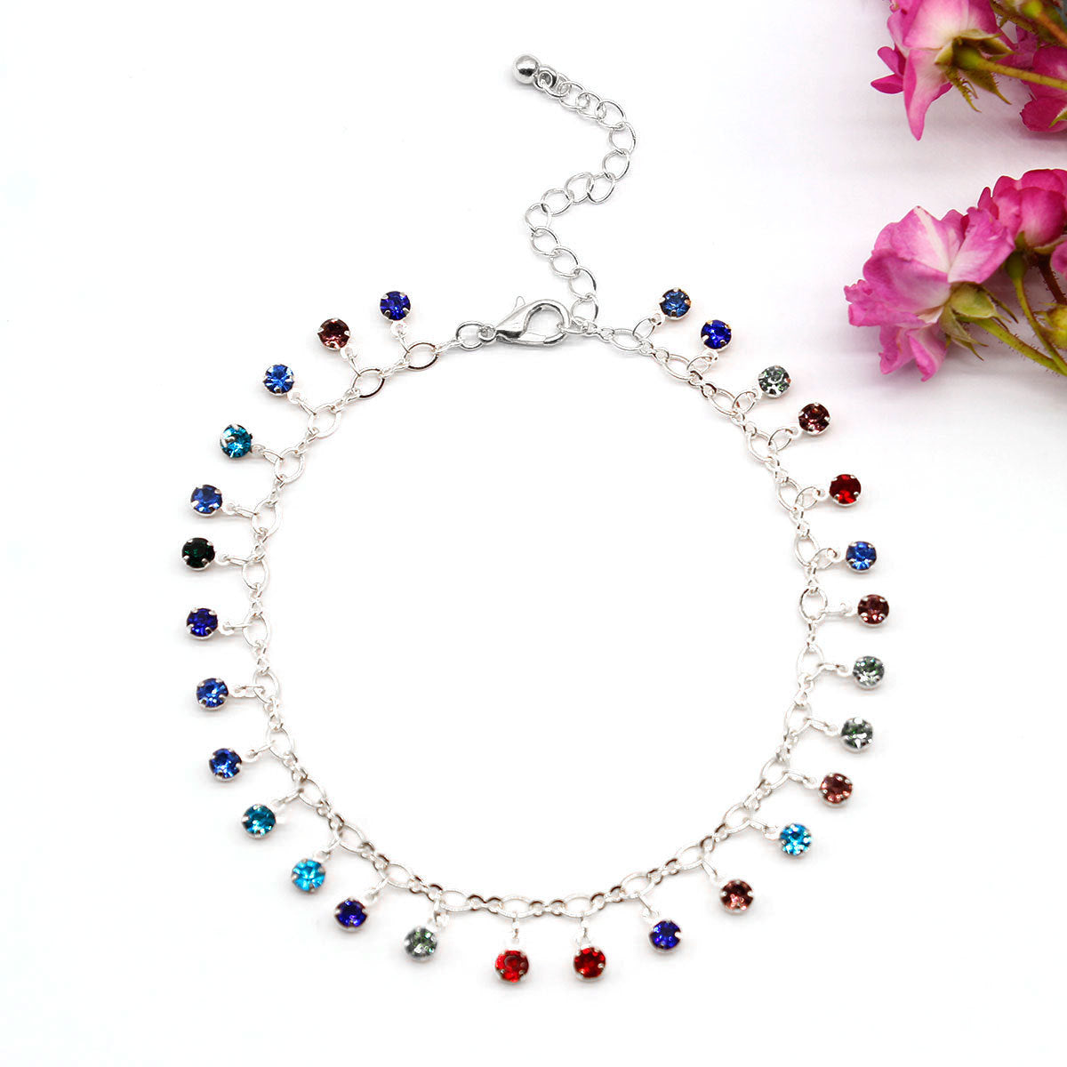 Accessories crystal micro-inlaid colored diamond anklet women's creative beach personality all-match foot accessories