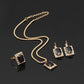 Bride Wedding Dress Female Accessories Square Diamond Gold Pendant Earrings Ring Three-Piece Set
