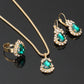 Diamond-encrusted Gold Drop Earrings Necklace Ring Three-Piece Set Multicolor Set