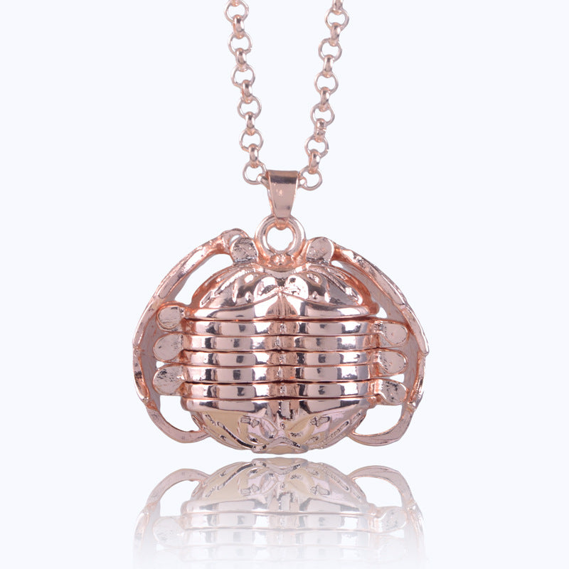 Can open peach heart-shaped multi-layer photo box photo pendant key chain love folding necklace jewelry