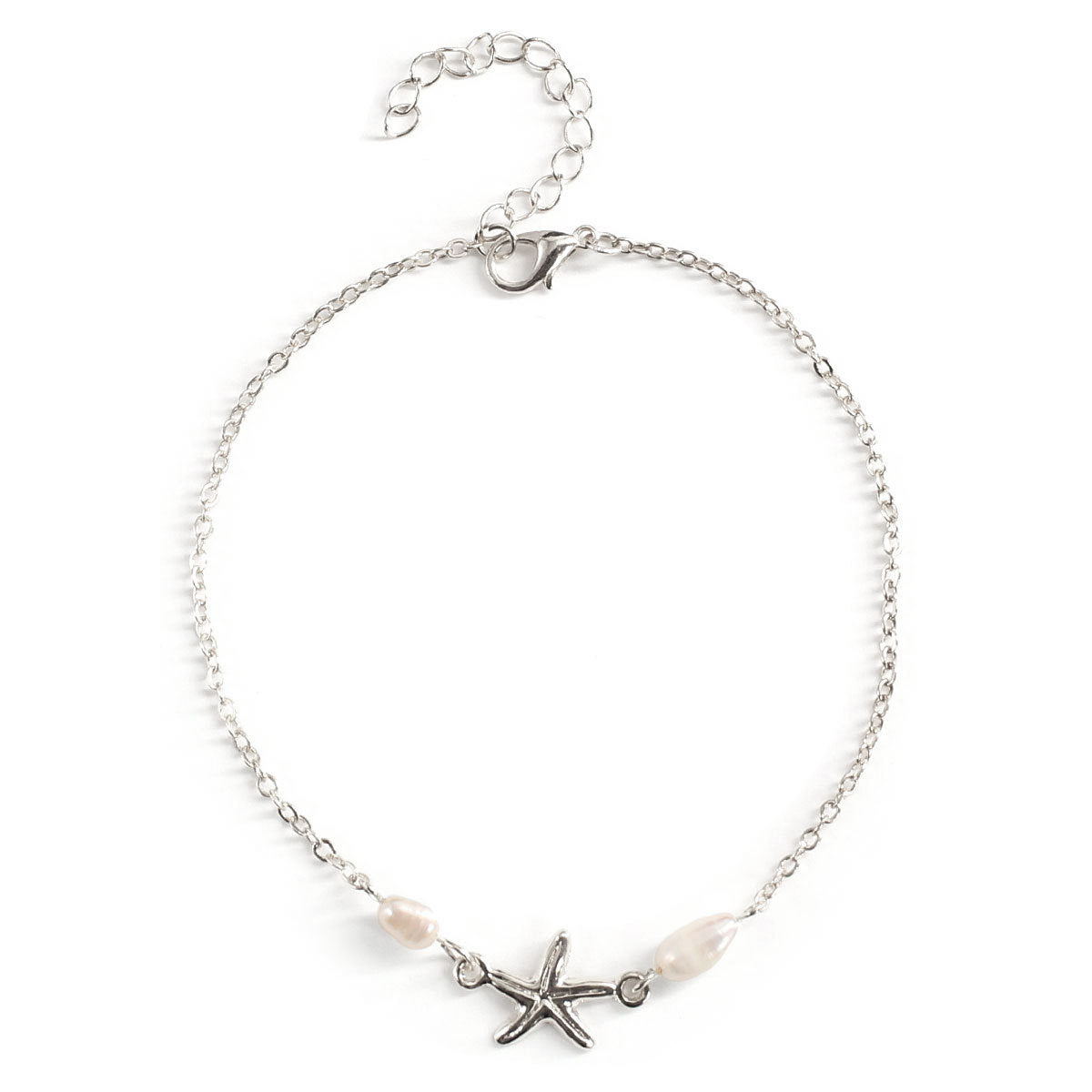 Simple beach anklets handmade tassel five-pointed star anklet starfish real pearl accessories