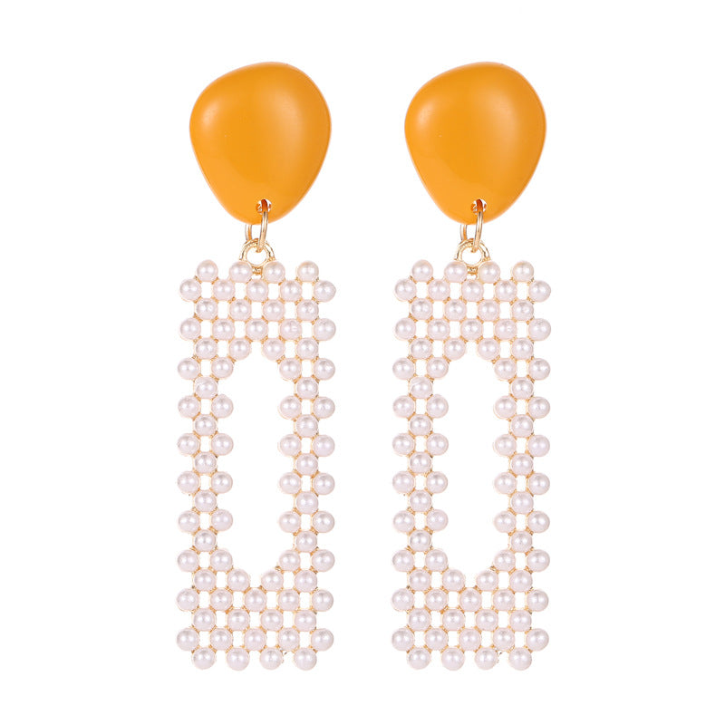 Exaggerated geometric earrings imitation pearl fashion net red candy earrings earrings earrings trendy ear accessories