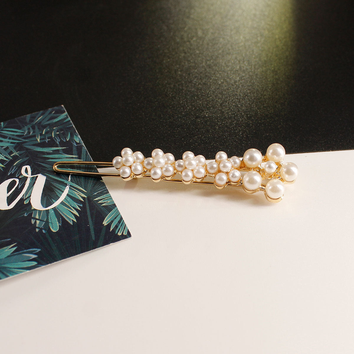 Jewelry pearl word clip hair clip headdress female net red creative geometric side clip hair accessories