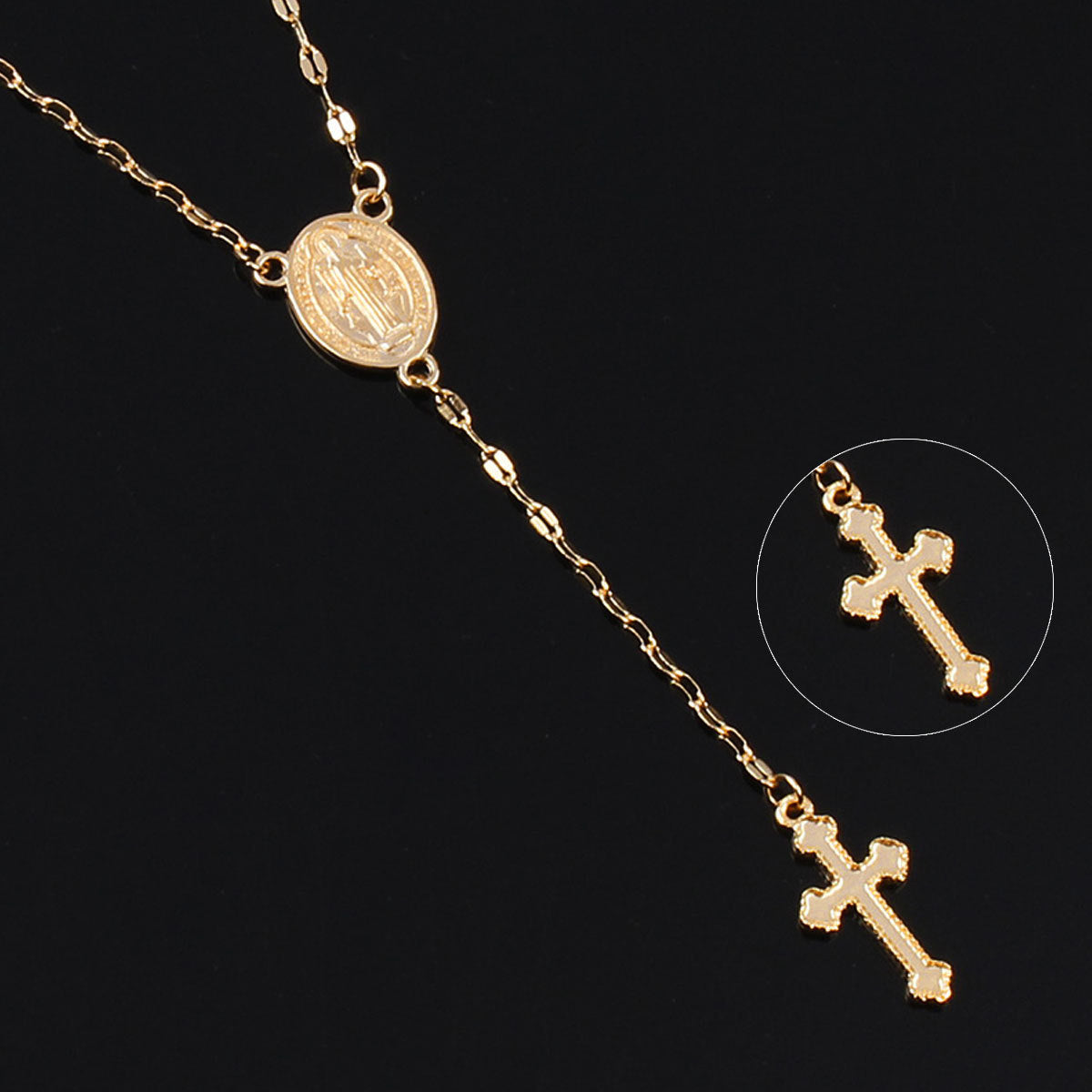 Three-color Cross Virgin Mary Necklace Ladies Fashionable Pendant Items Jewelry