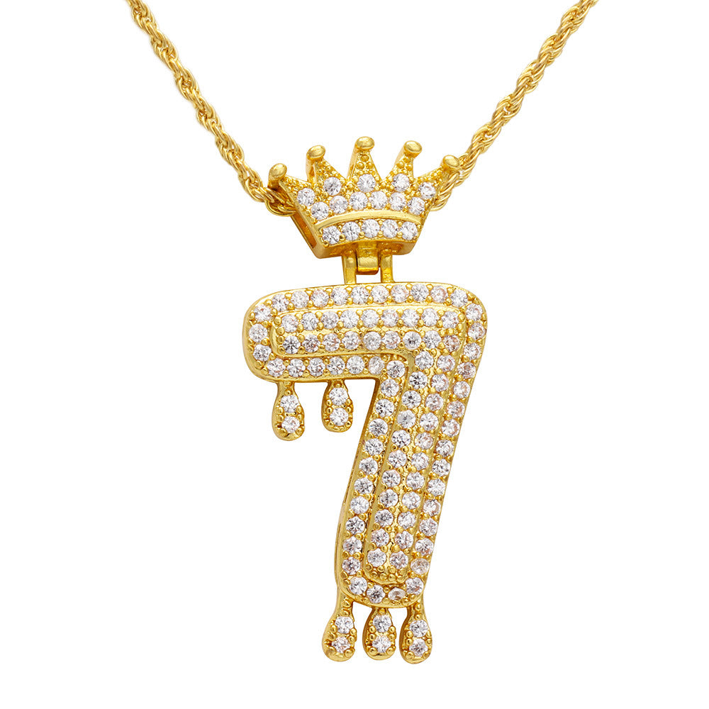 Necklace Fashion Personality Item Jewelry Trend Crown Digital Hip Hop Street Pendant Male