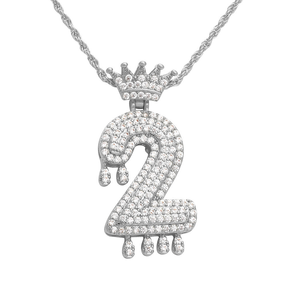 Necklace Fashion Personality Item Jewelry Trend Crown Digital Hip Hop Street Pendant Male