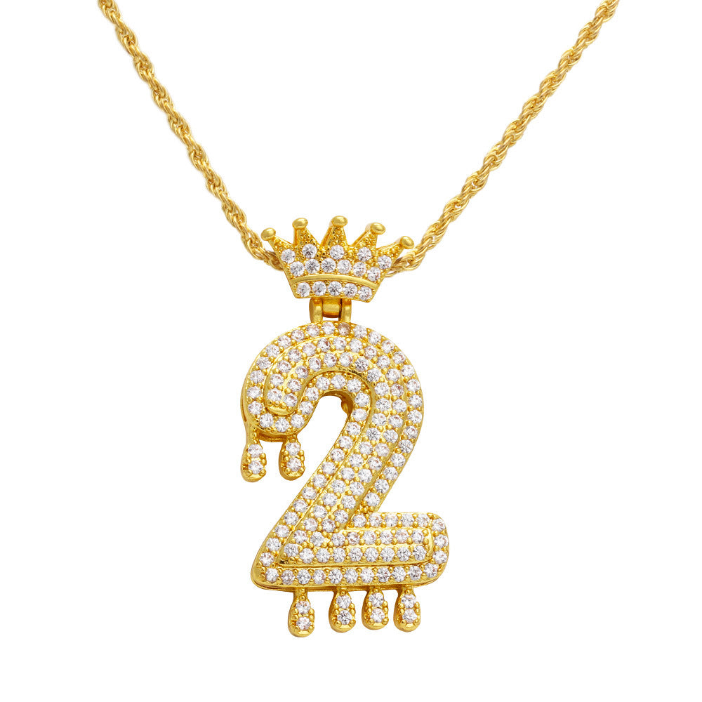 Necklace Fashion Personality Item Jewelry Trend Crown Digital Hip Hop Street Pendant Male