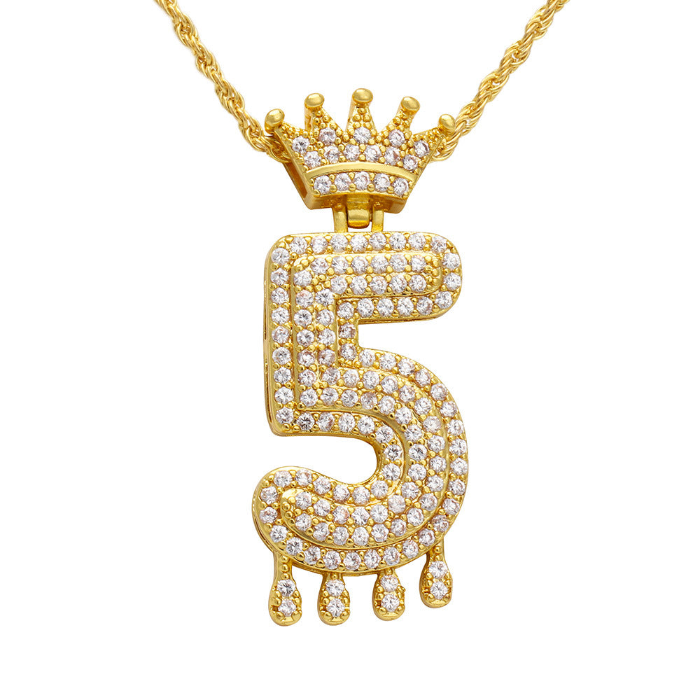 Necklace Fashion Personality Item Jewelry Trend Crown Digital Hip Hop Street Pendant Male