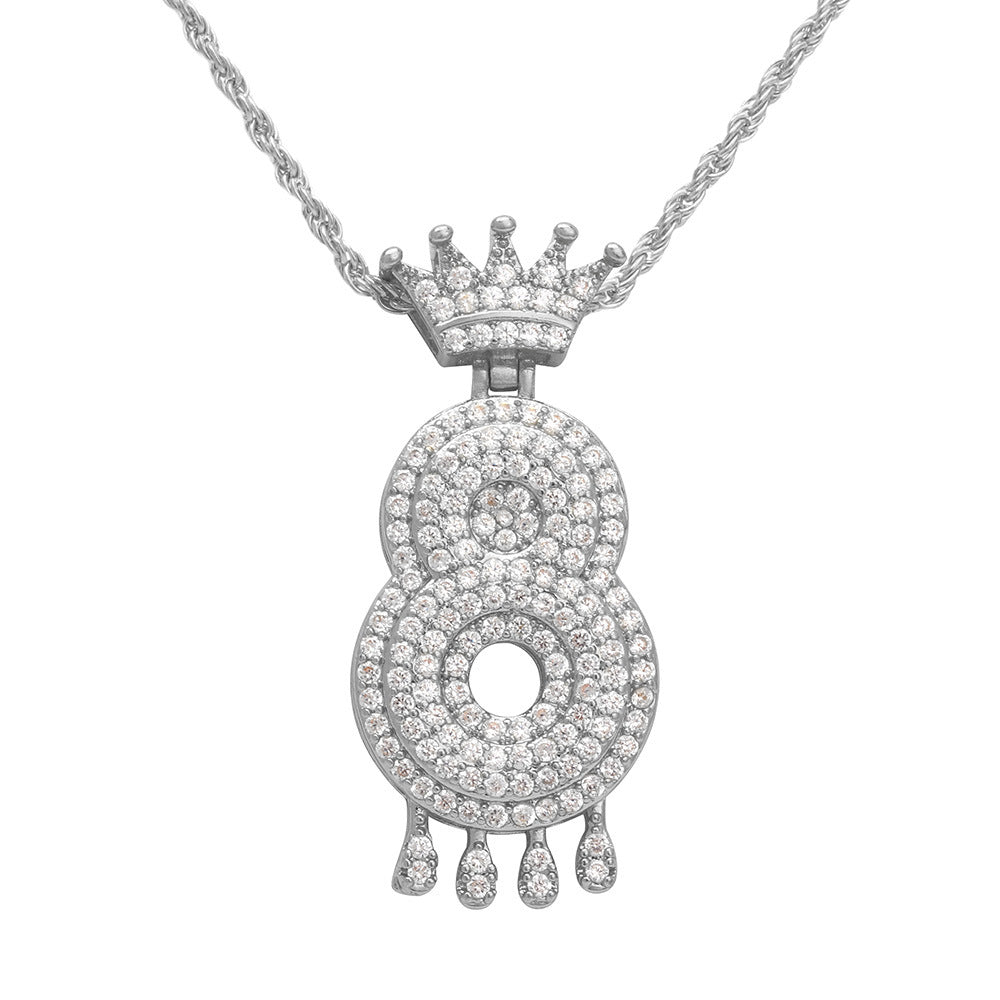 Necklace Fashion Personality Item Jewelry Trend Crown Digital Hip Hop Street Pendant Male