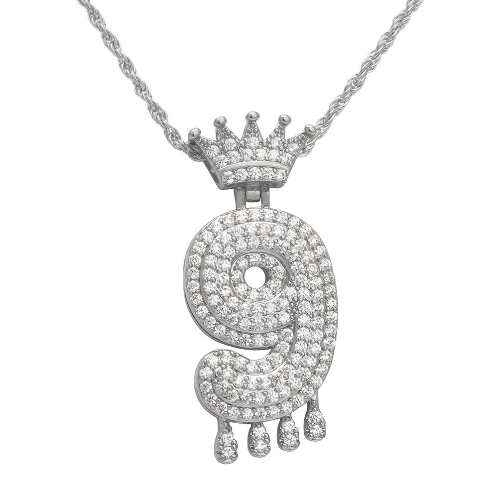 Necklace Fashion Personality Item Jewelry Trend Crown Digital Hip Hop Street Pendant Male