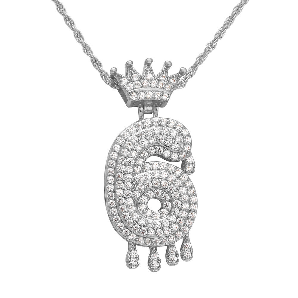 Necklace Fashion Personality Item Jewelry Trend Crown Digital Hip Hop Street Pendant Male