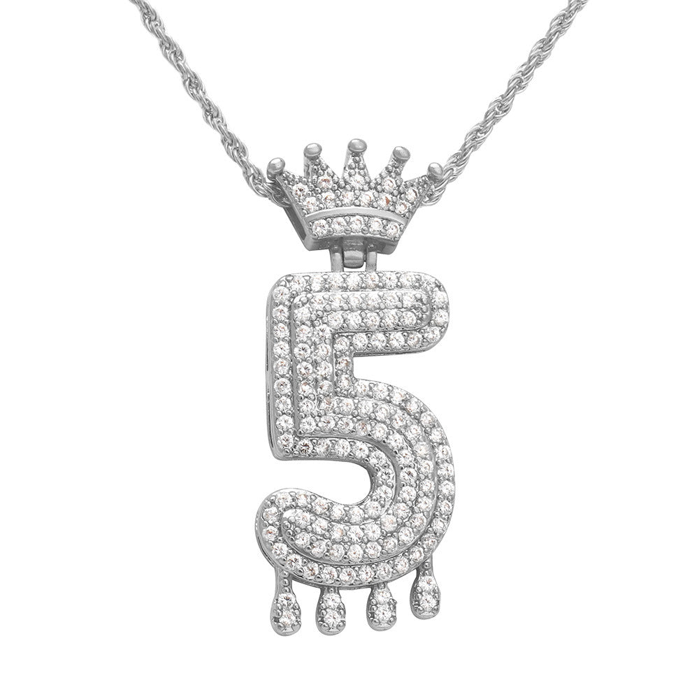 Necklace Fashion Personality Item Jewelry Trend Crown Digital Hip Hop Street Pendant Male