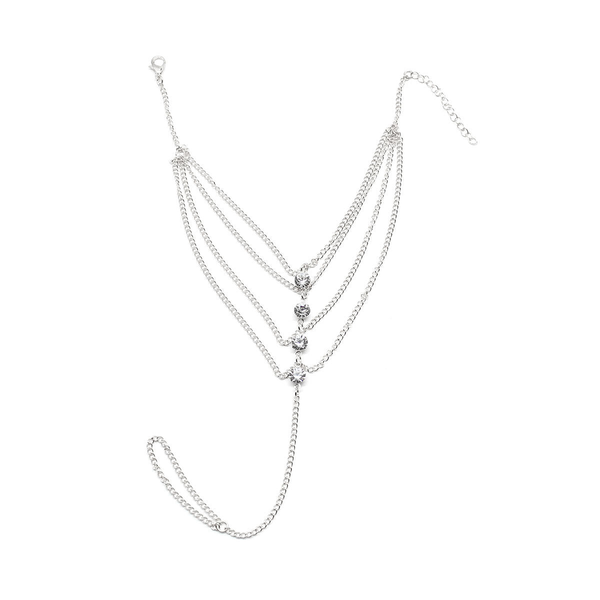 Rhinestone Decorated Layered Anklet Boutique Ladies Spring Jewelry