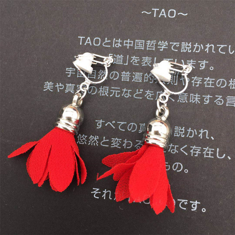 Pearl fabric flower 925 silver-plated hook hypoallergenic short female earrings summer earrings ear clips