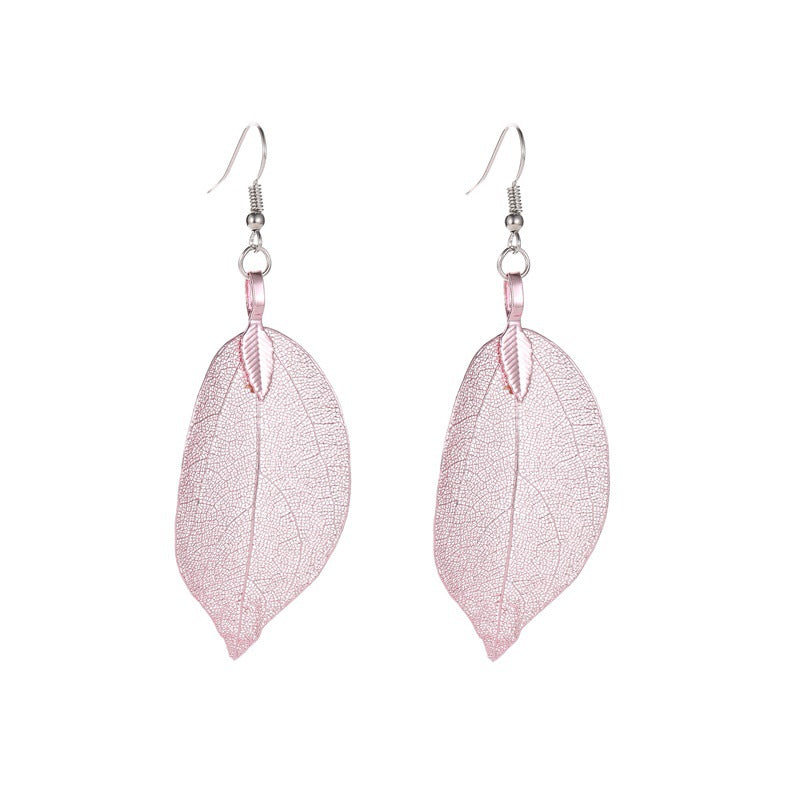 Popular retro earrings fashion temperament long hollow leaf earrings earrings