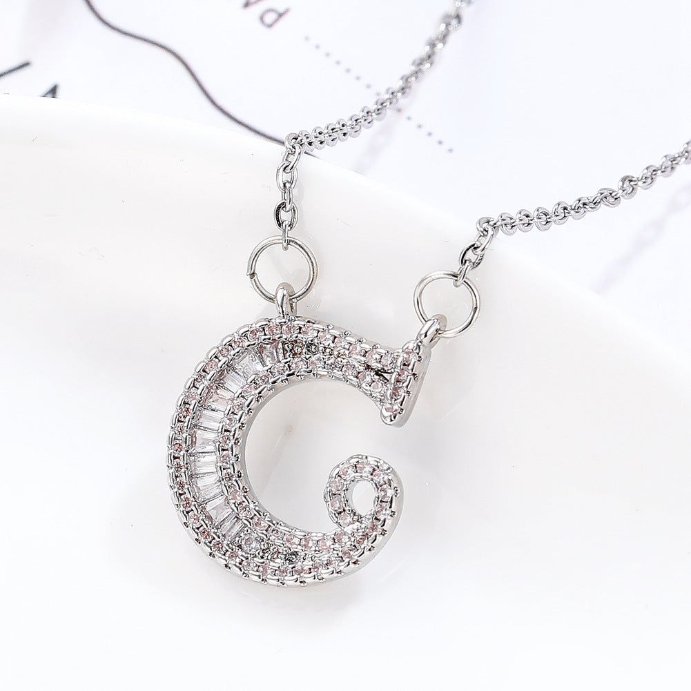 26 letter item jewelry wife's romantic travel copper micro-inlaid pendant Xie Na with the same style of personalized necklace jewelry