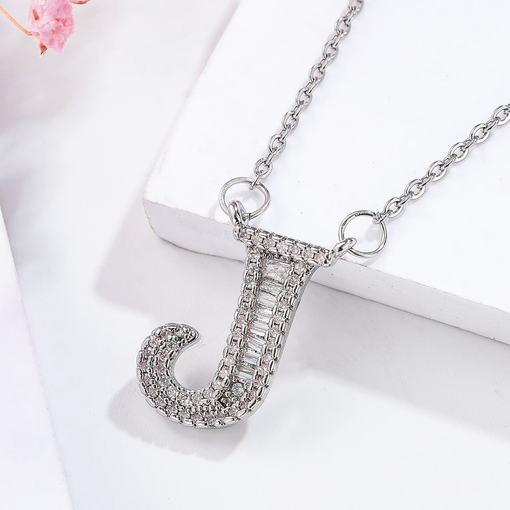 26 letter item jewelry wife's romantic travel copper micro-inlaid pendant Xie Na with the same style of personalized necklace jewelry