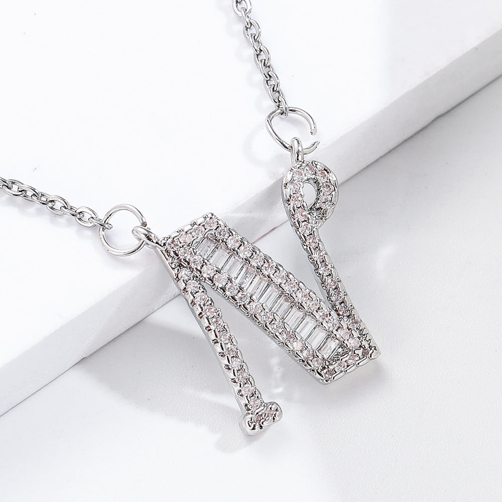 26 letter item jewelry wife's romantic travel copper micro-inlaid pendant Xie Na with the same style of personalized necklace jewelry