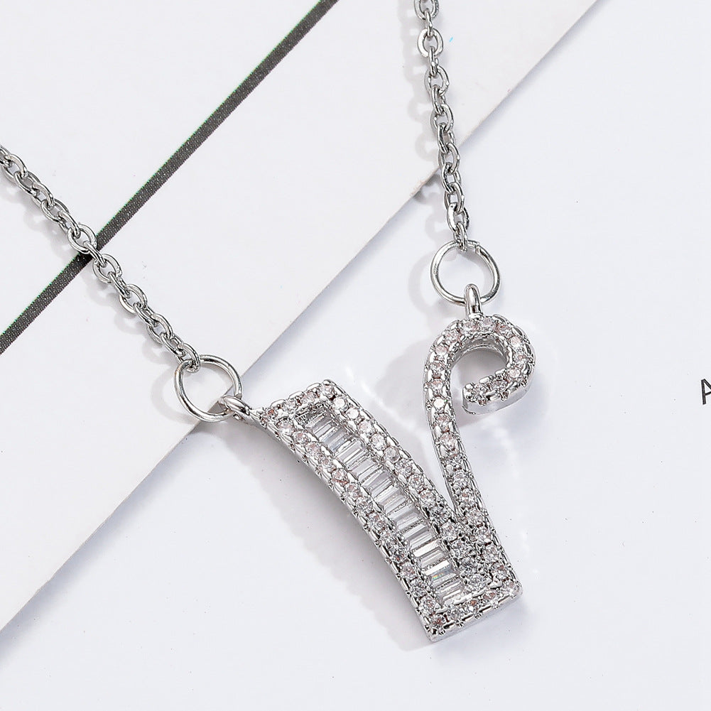 26 letter item jewelry wife's romantic travel copper micro-inlaid pendant Xie Na with the same style of personalized necklace jewelry