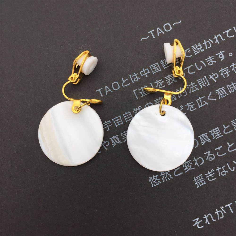 Natural shell 925 silver-plated hook hypoallergenic short simple fashion women's earrings summer earrings ear clips