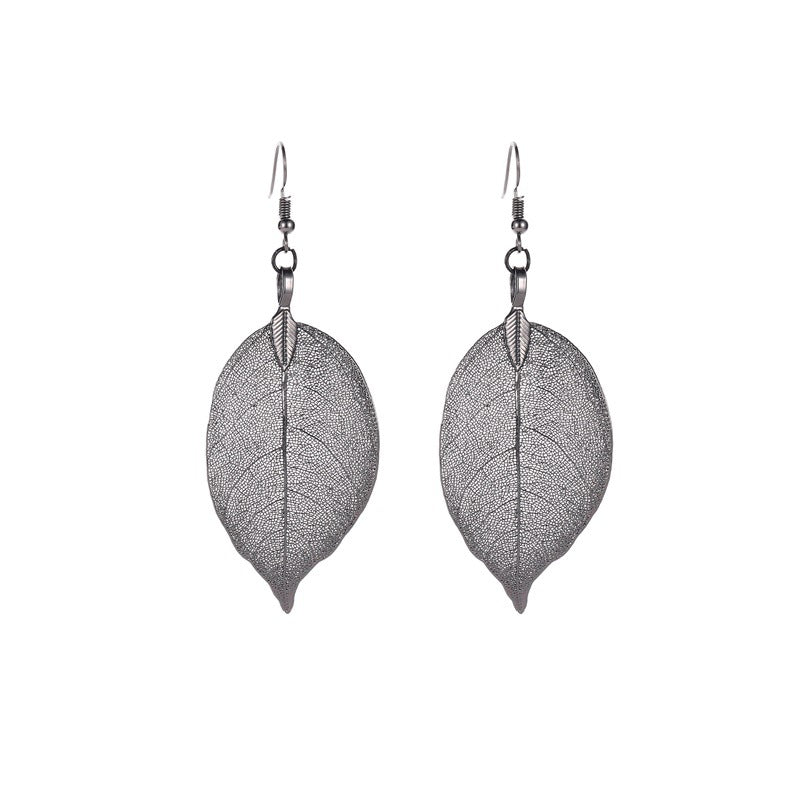 Popular retro earrings fashion temperament long hollow leaf earrings earrings