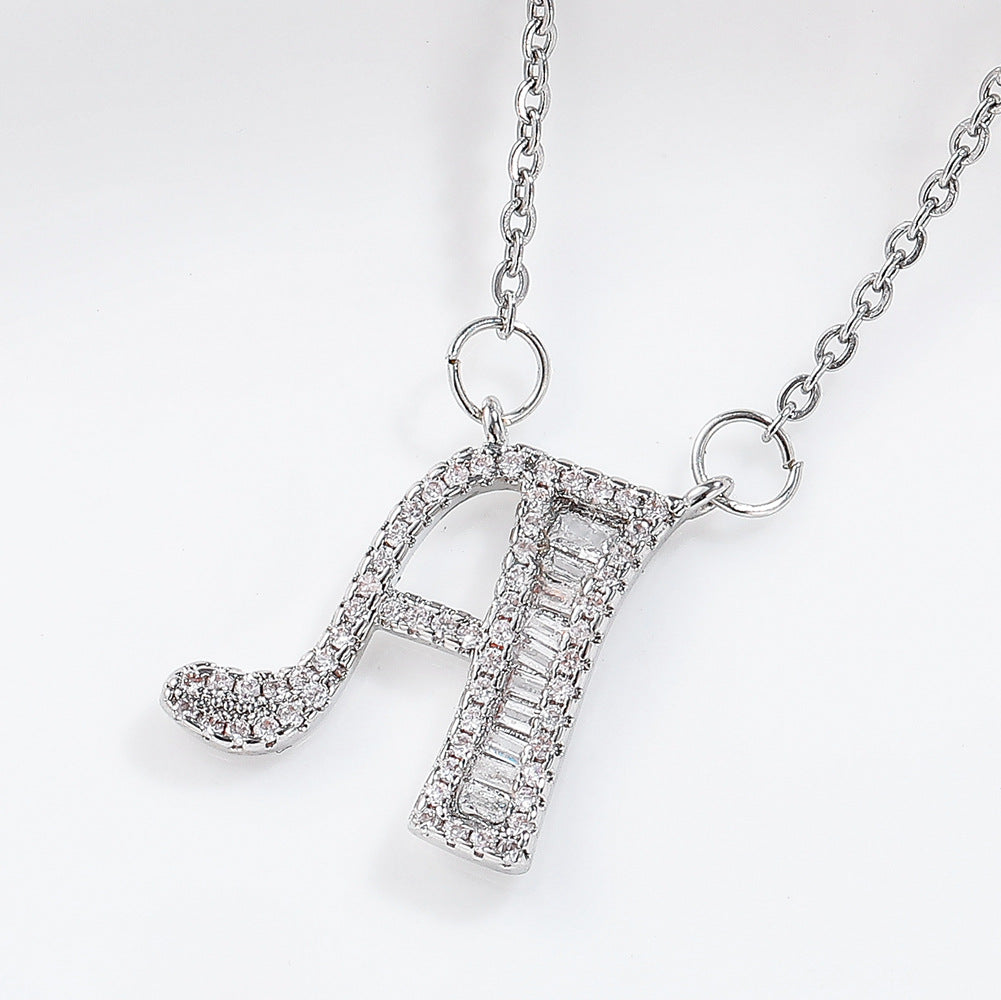 26 letter item jewelry wife's romantic travel copper micro-inlaid pendant Xie Na with the same style of personalized necklace jewelry