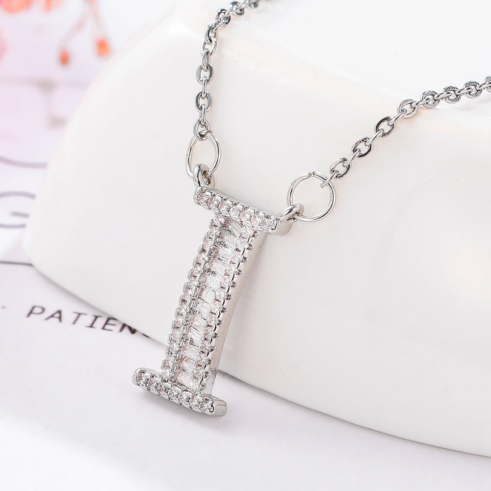 26 letter item jewelry wife's romantic travel copper micro-inlaid pendant Xie Na with the same style of personalized necklace jewelry