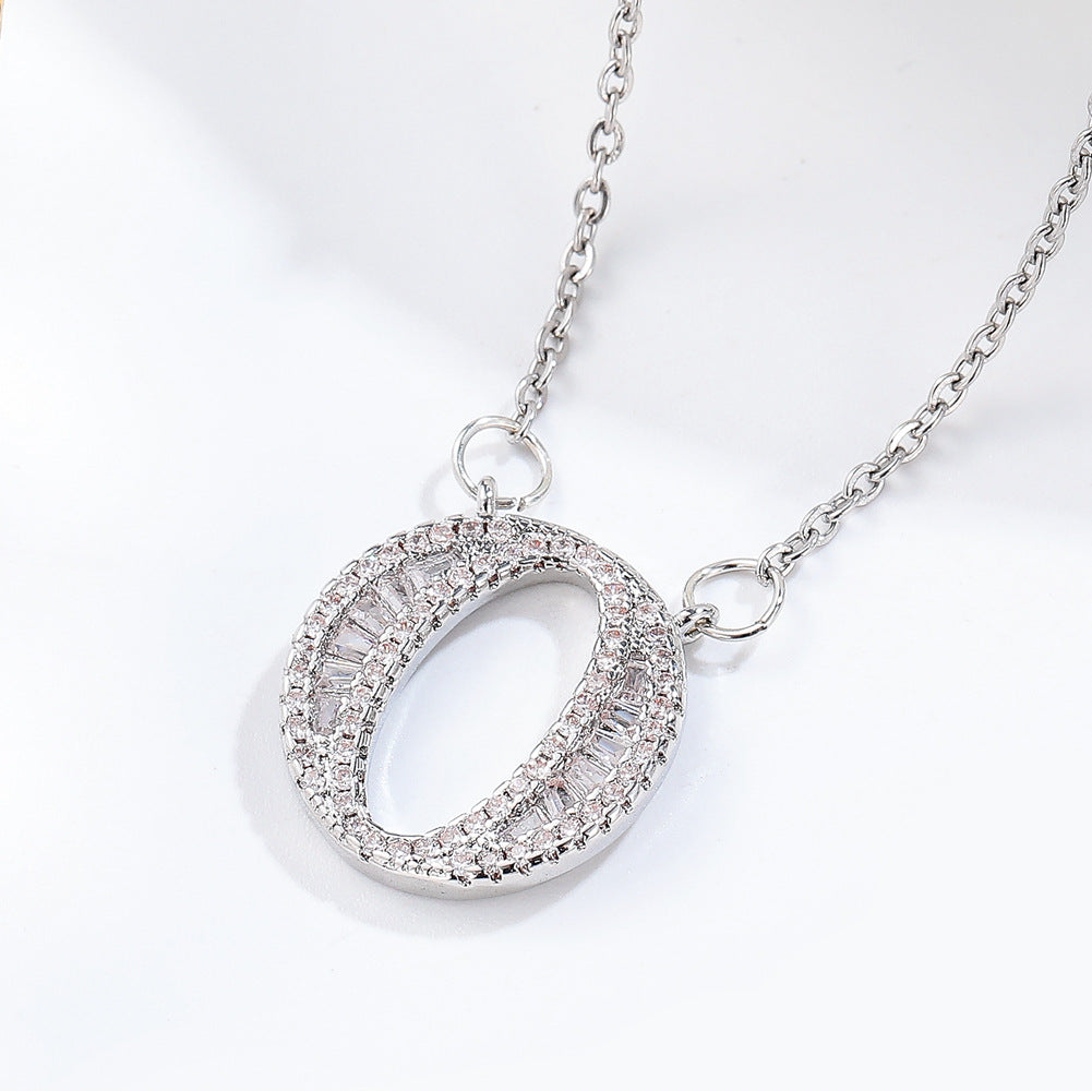 26 letter item jewelry wife's romantic travel copper micro-inlaid pendant Xie Na with the same style of personalized necklace jewelry