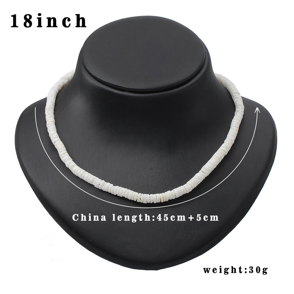 White Ocean Elements Round Broken Shell Conch Choker Beach Vacation Items Jewelry