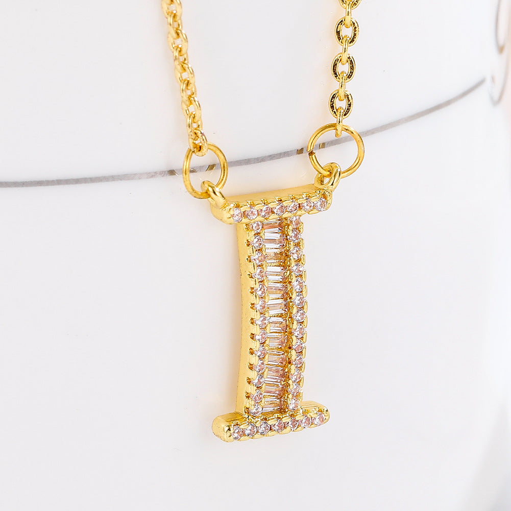 26 letter item jewelry wife's romantic travel copper micro-inlaid pendant Xie Na with the same style of personalized necklace jewelry