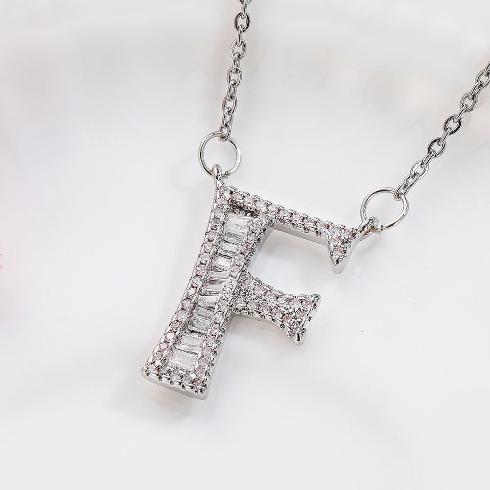 26 letter item jewelry wife's romantic travel copper micro-inlaid pendant Xie Na with the same style of personalized necklace jewelry