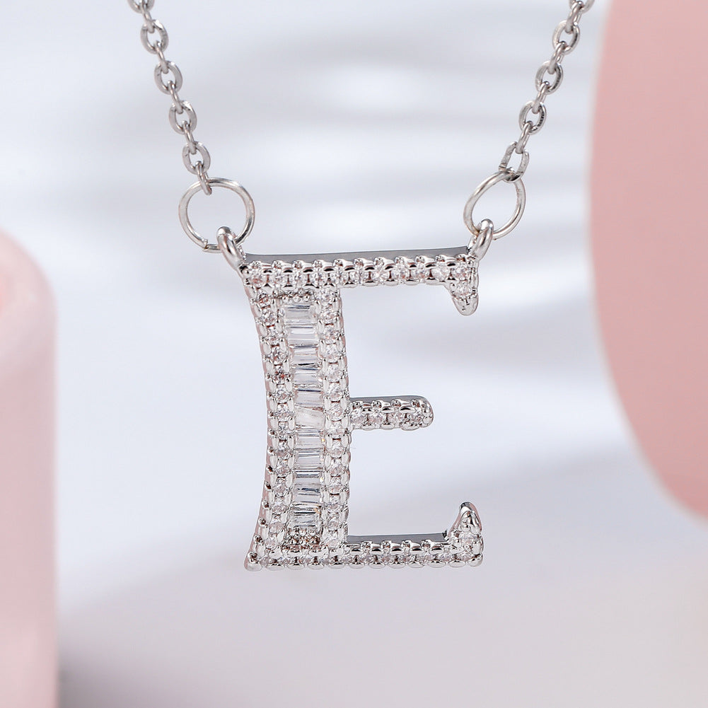 26 letter item jewelry wife's romantic travel copper micro-inlaid pendant Xie Na with the same style of personalized necklace jewelry